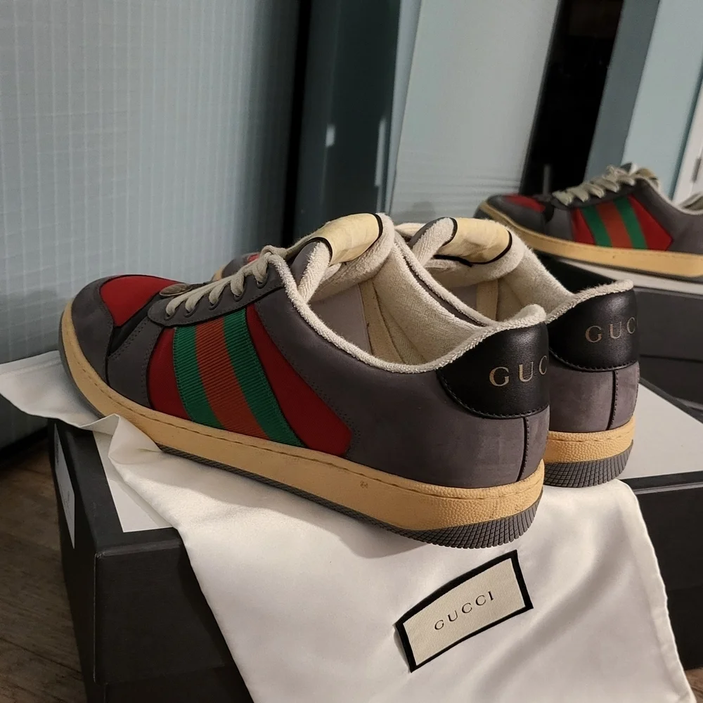 Gucci Men's Gray and Red Sneakers
